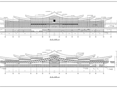 三层古典风格 市级 中型火车站建设 施工图