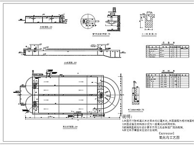 Carrousel氧化沟平面剖面工艺图 施工图