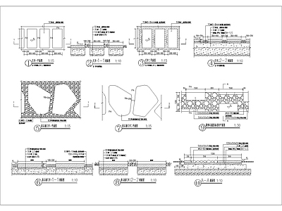 汀步 景石固定详图 施工图