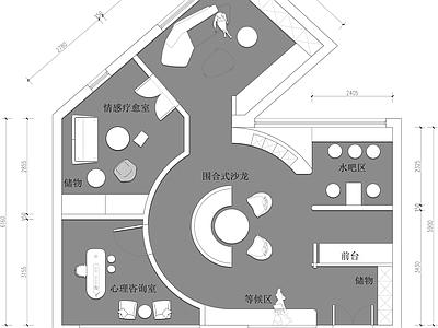 心理咨询室情感疗愈室 施工图