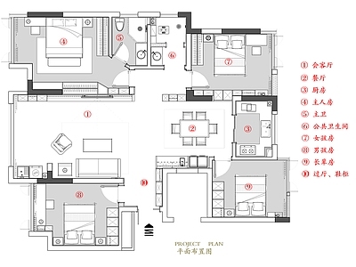 现代轻奢大平层室内设计 施工图