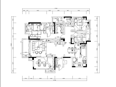 200㎡法式风格住宅 效果图 施工图 平层