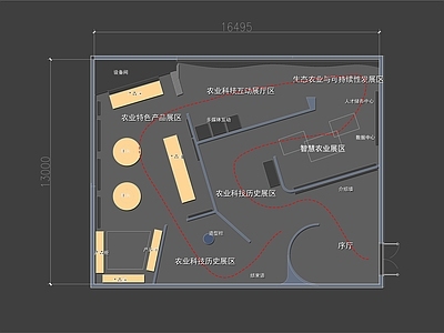 200㎡智慧农业展厅平面布置图