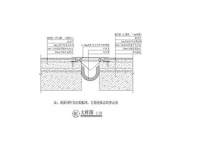 地胶板地面分裂缝做法节点 施工图