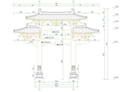 仿唐牌坊全套详图 施工图