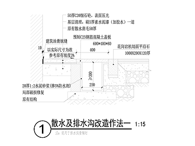 散水及排水沟改造修复节点 施工图