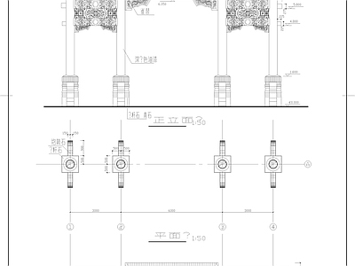 牌楼建筑设计方案图 施工图