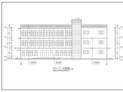 三层精美中学食堂建筑 施工图