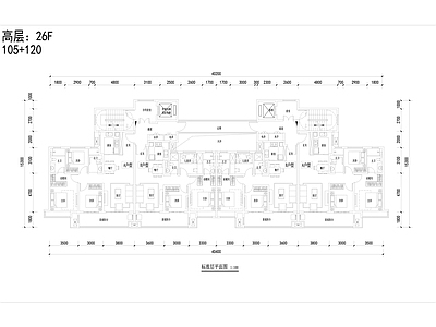 高层户型平面 施工图  三室一厅 平层