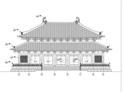 唐代重檐庑殿古建大殿 施工图