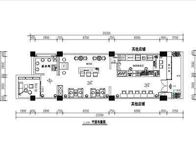 现代咖啡厅设计平面图 渲染图 施工图