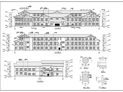 3层仿古市级图书馆建筑 施工图