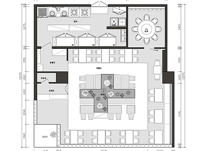 春风私房菜餐厅平面布置图 施工图