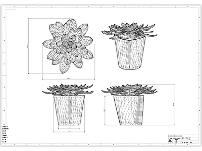 盆栽盆景线稿图设计 施工图