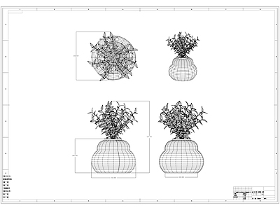盆栽盆景线稿图设计 施工图