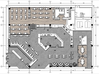 900㎡连锁自助餐厅平面布置图 施工图