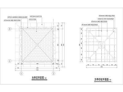 不锈钢烤漆方亭 施工图 景观小品