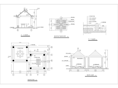 方亭错位组合亭 施工图 景观小品