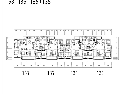 158 135南北通洋房建筑平面 施工图