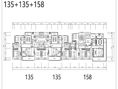 160一梯一户角厅洋房拼135户型 施工图