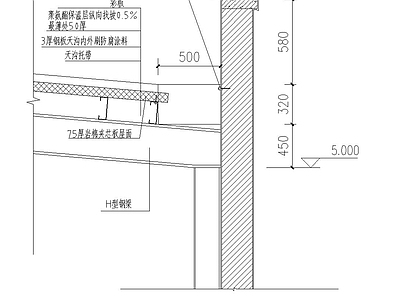 钢构女儿墙内檐沟大样 施工图