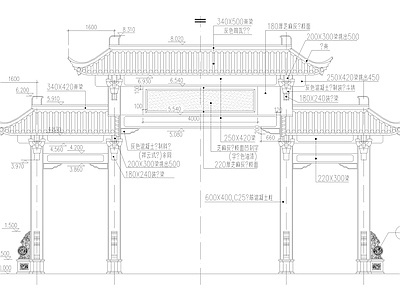 牌坊建筑 施工图