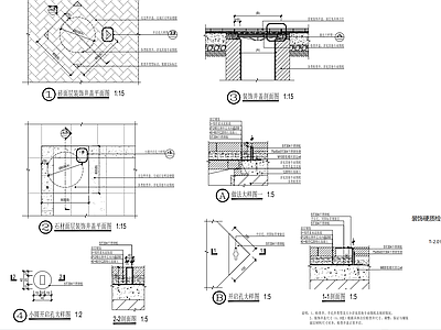 装饰硬质砖面井盖节点 施工图