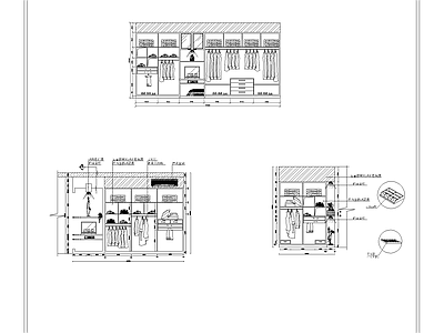 现代9款衣柜详图 立面 裤架 格子架 收纳 施工图