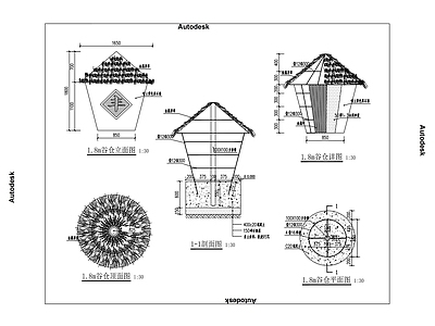 景观谷仓 施工图 景观小品