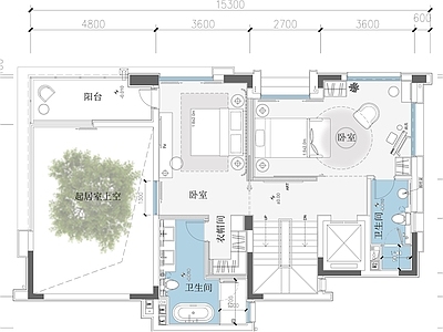 150平别墅卧室休息区设计平面图 施工图