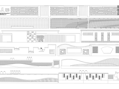 民俗乡村文化景墙图纸 施工图 景观小品