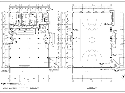 中学操场与食堂建施图 施工图 食堂建筑