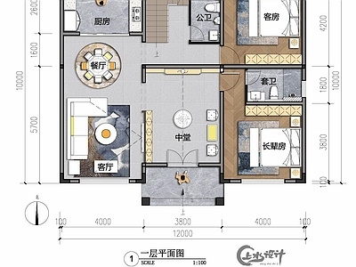 120平米农村自建房室内平面图