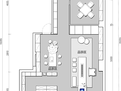 茶叶店茶馆茶室麻将棋牌室平面 施工图