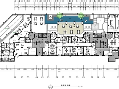 1500㎡棋牌休闲会所平面布置图 施工图