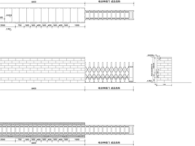 电动推拉伸缩门详图 施工图 推拉