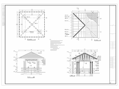 泰式亭子两套 施工图