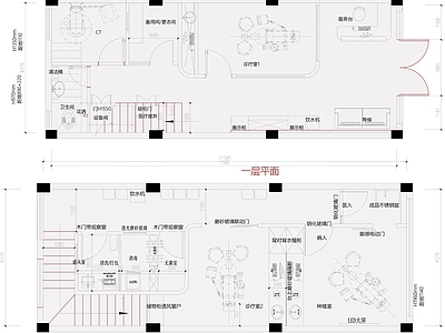 100平米牙科诊所平面布局 CT室 牙科消毒间 施工图