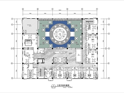 1200㎡茶楼棋牌会所平面布置图 施工图