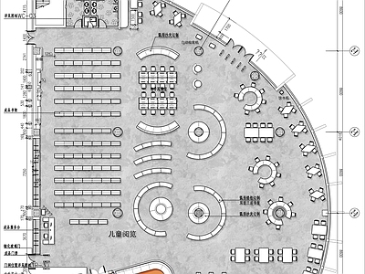1000㎡儿童书吧图书馆平面布局方案 施工图