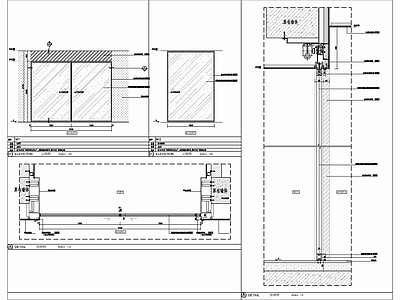 玻璃滑门玻璃开门剖面大样详图 施工图 推拉