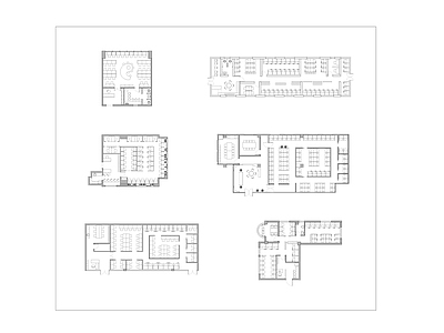 自习室平面布局六种方案 施工图