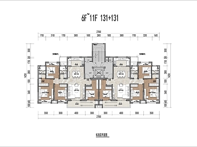 131平T2户型平面 施工图 平层 彩平图