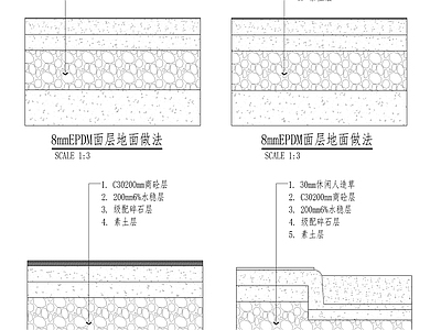 砼层人造草EPDM面层路面做法详图 施工图