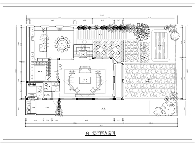 800平独栋别墅含花园平面规划 概念方案 施工图 两室两厅 大平层 彩平图