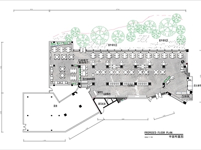 600㎡特色自助餐厅平面布置图 施工图