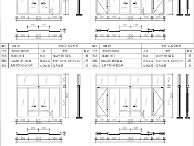 金属边框玻璃门图库 施工图 通用节点