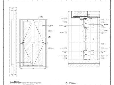 大堂双开玻璃门节点大样图 施工图 推拉