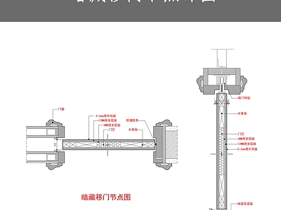 暗藏移门节点详图 施工图 通用节点