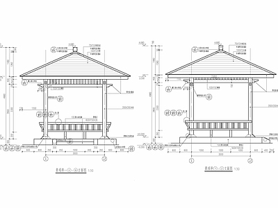 整套中式木质亭子景观 施工图